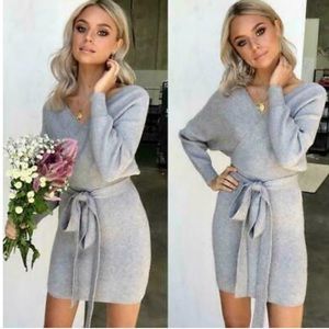 Grey Sweater Wrap Dress Size S
